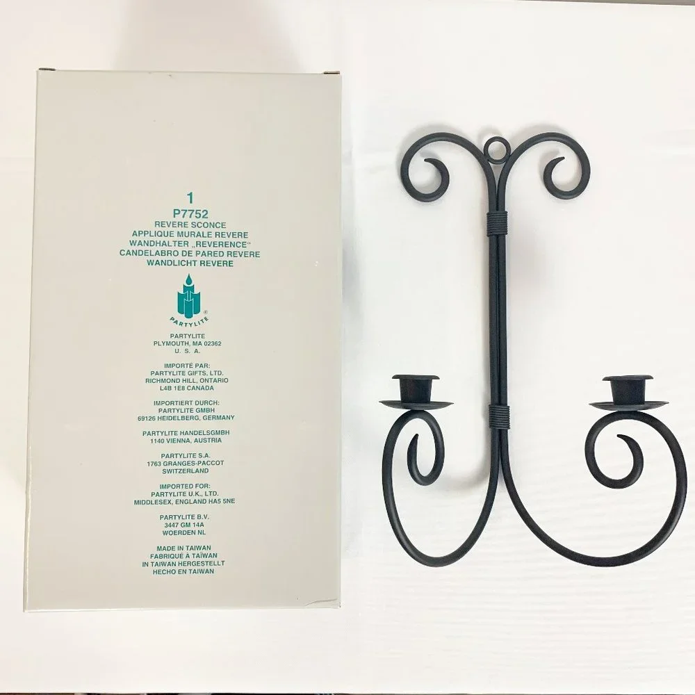 PartyLite Revere Wrought Iron Black Wall Sconce P7752 New in Original Box - Picture 6 of 9